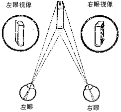 看任何物体时,两只眼睛的角度不相同,也就是存在两个视角