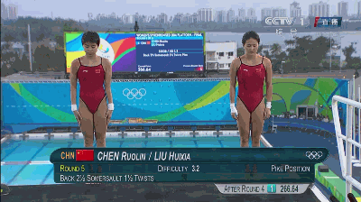 【里约奥运中国第七金】女双10米跳台陈若琳/刘蕙瑕夺冠