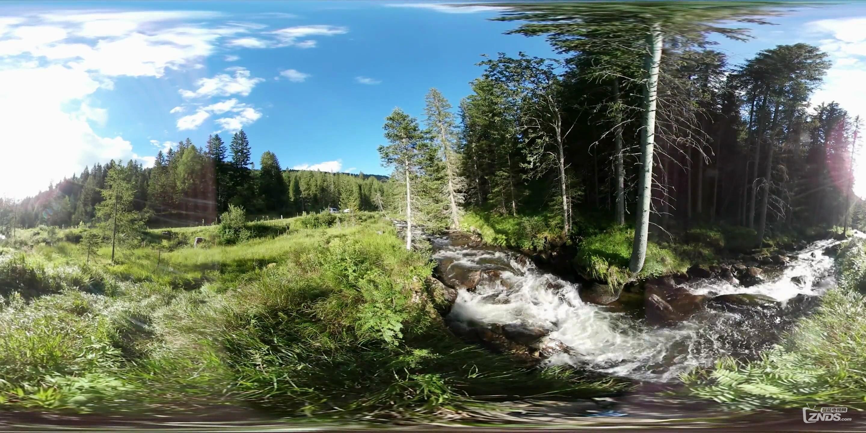 【360度vr全景视频】奥地利的阿尔卑斯山森林小溪