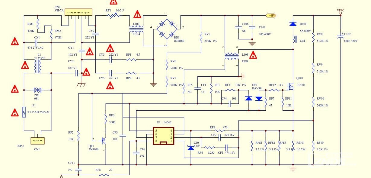 tcl电视l26n3 mip260b电源板维修资料分享