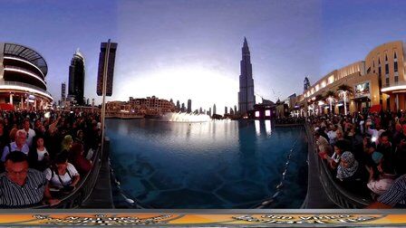 VR全景视频：迪拜喷泉、迪拜塔和迪拜摩天大楼
