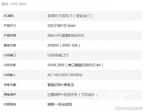 良心产品——ORICO FPC-6A2U智能USB插线板评测