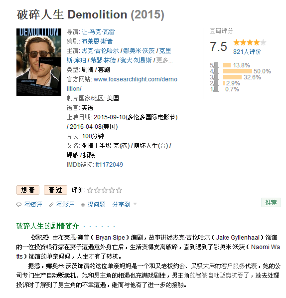 【WEB】破碎人生 Demolition （2015）简繁英文字幕
