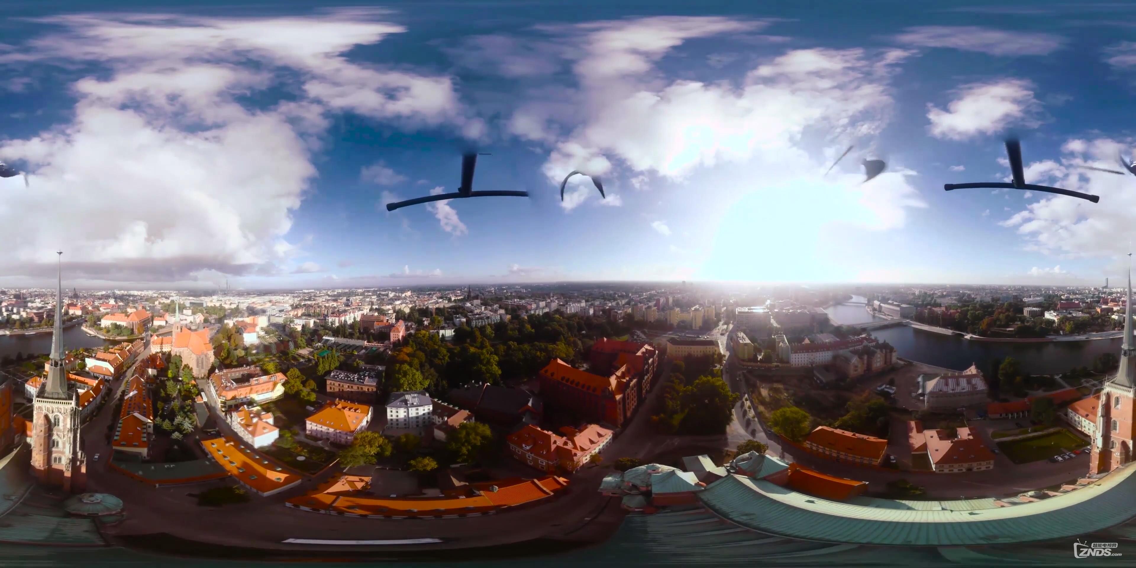 360度vr全景视频空中360度视频弗罗茨瓦夫座堂岛
