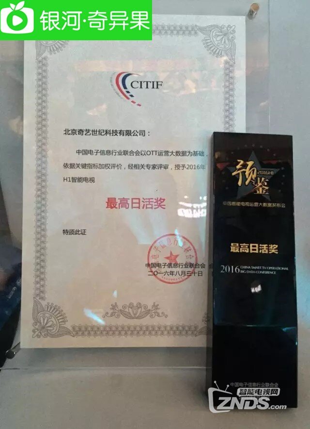 奇异果体育互联网电视行业权威数据发布银河·奇异果获最高日活等6奖(图1)