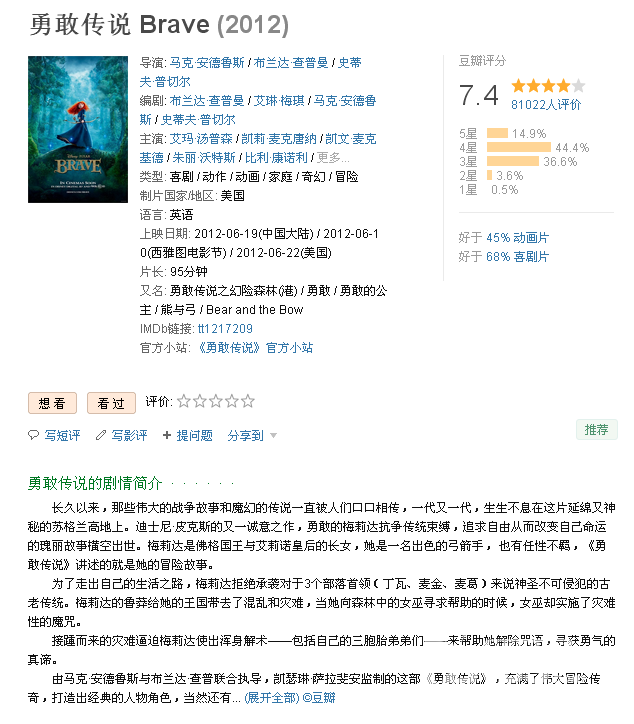 【蓝光】勇敢传说 Brave （2012）简体字幕