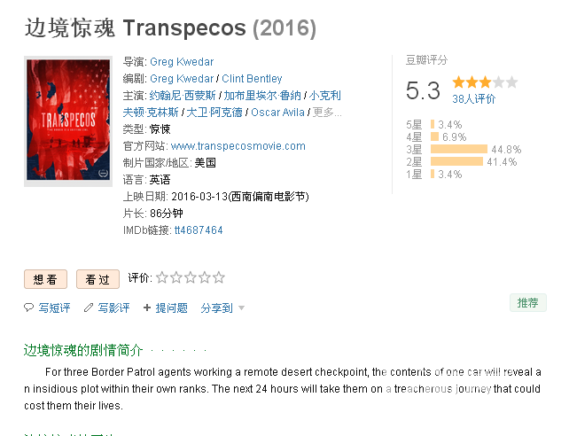 【WEB】边境惊魂 Transpecos （2016）简体字幕