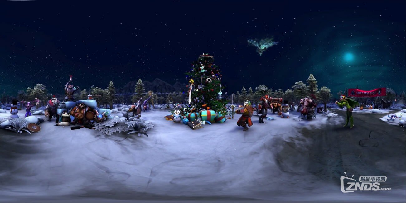 全景视频：Dota 2 圣诞节狂欢，地精怪舞，冰女被放倒