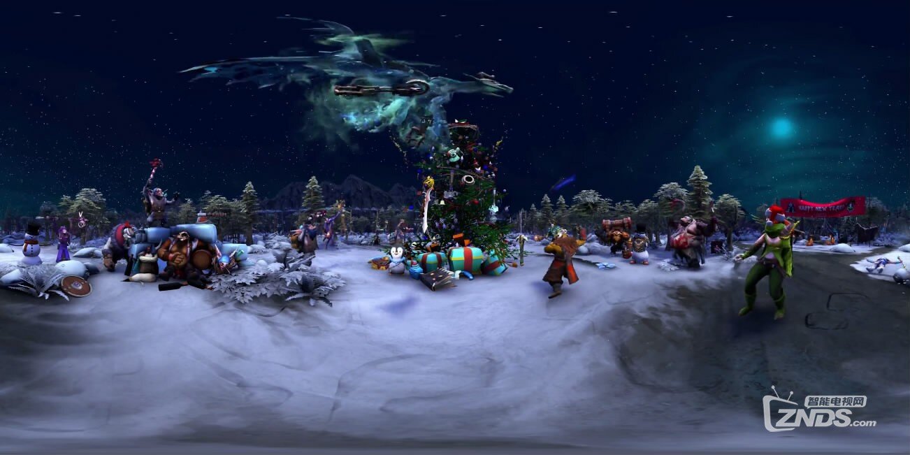 全景视频：Dota 2 圣诞节狂欢，地精怪舞，冰女被放倒