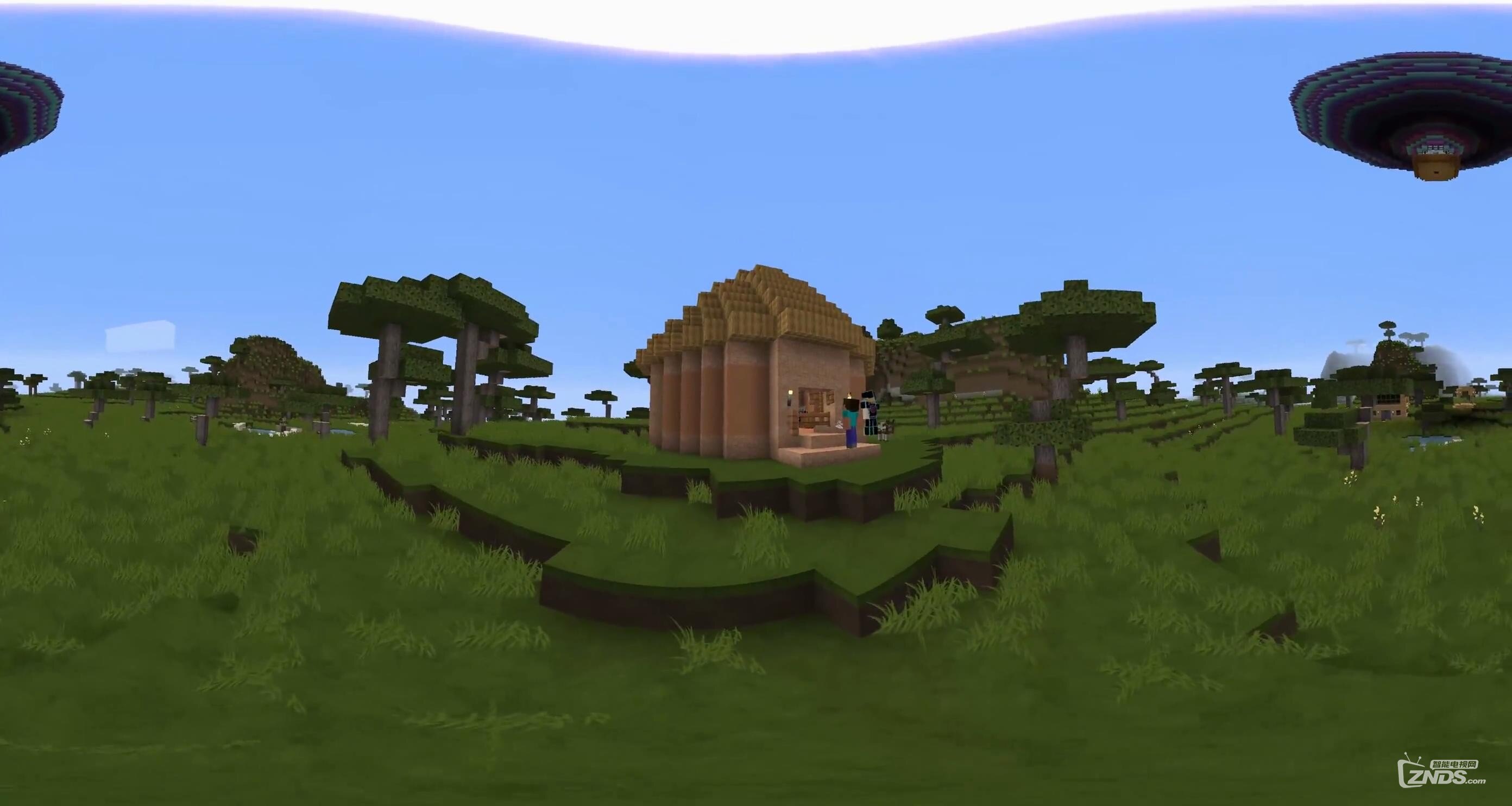 全景视频:在马赛克世界建立自己的森林小屋@我的世界