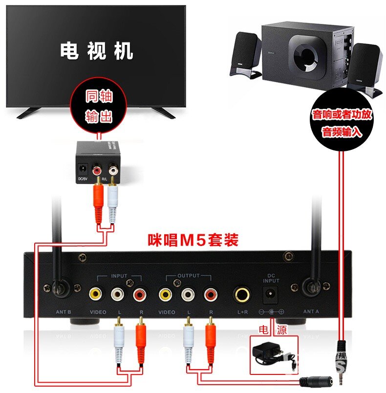 PPTV-40C2智能电视接咪唱麦克风k歌插家庭ktv话筒唱歌