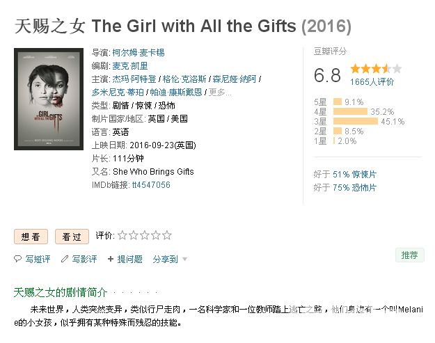 【蓝光】天赐之女The Girl with All the Gifts （2016）简繁英文字幕