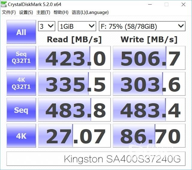 金士顿 A400系列 SSD固态硬盘 基础测评