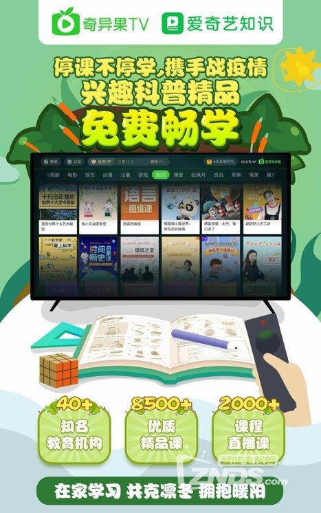奇异果TV助力学子“停课不停学，携手战疫情”,电视大屏...
