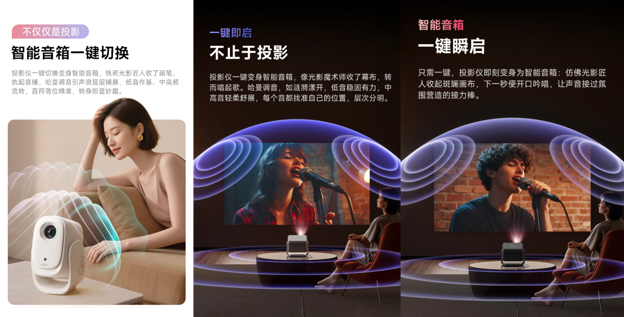 哈趣投影携手哈曼音效：1LCD投影仪从此告别”听个响“时代